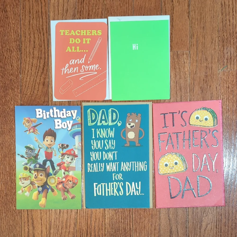 Bundle Of 5 Cards Teacher Just Because Birthday Fathers Day